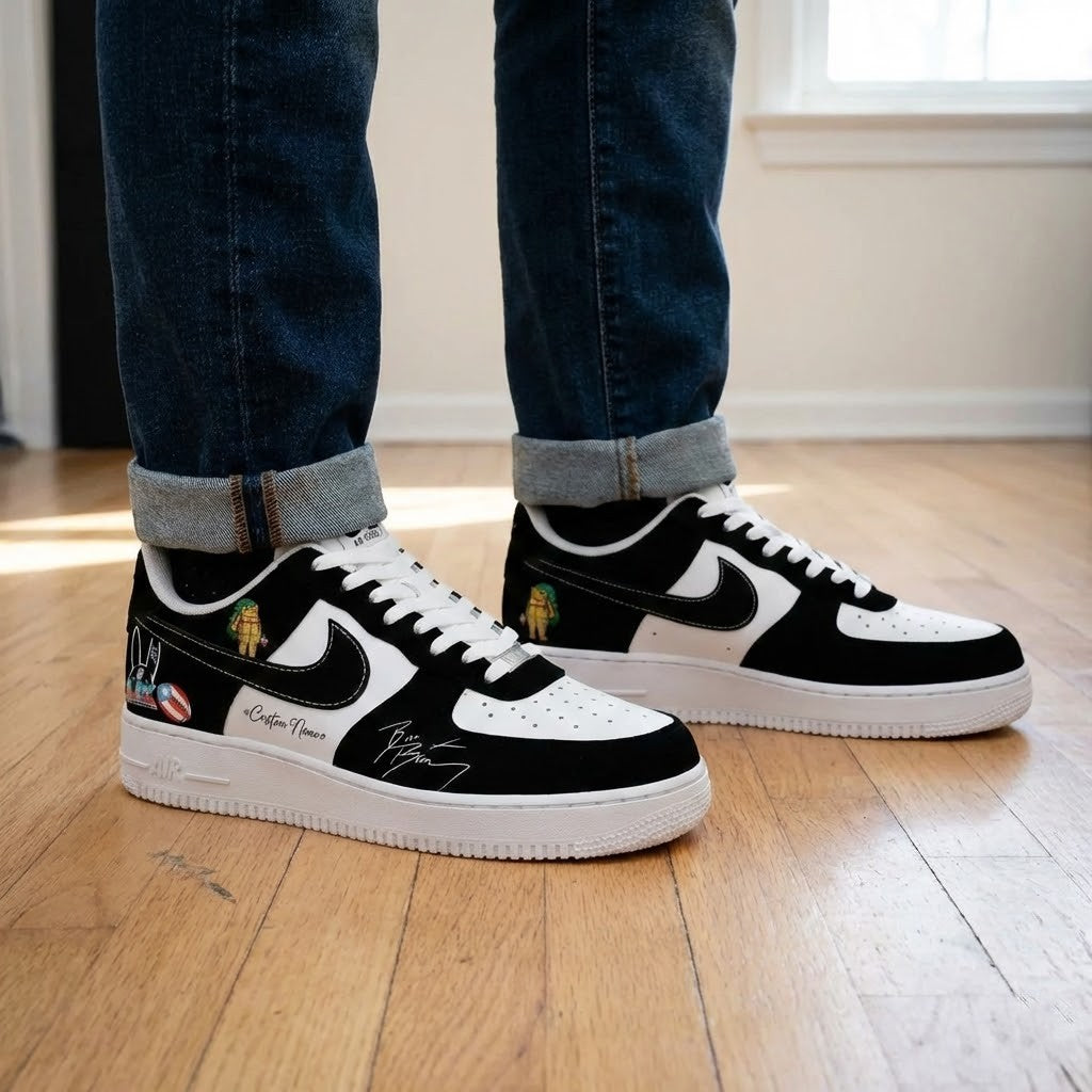 Bad Bunny Super Bowl Halftime Show Custom Air Force 1 Shoes - LeagueLockerGear