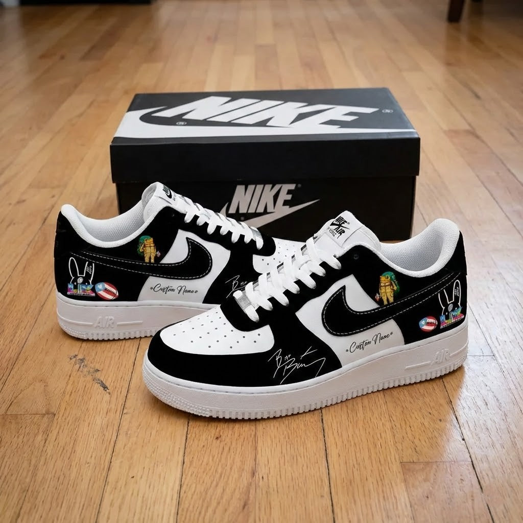 Bad Bunny Super Bowl Halftime Show Custom Air Force 1 Shoes - LeagueLockerGear