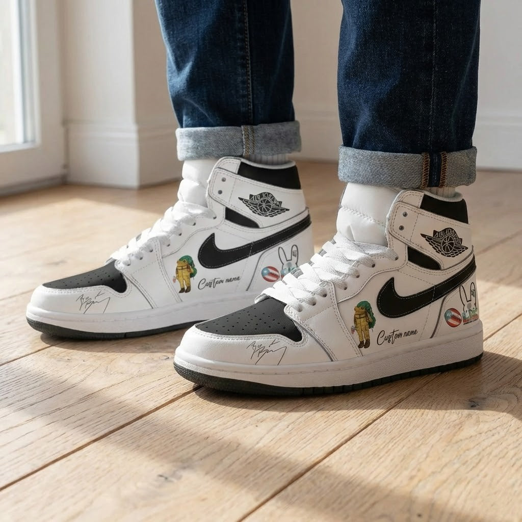 Bad Bunny Super Bowl Halftime Show Puerto Rican Flag Air Jordan 1 Shoes - LeagueLockerGear