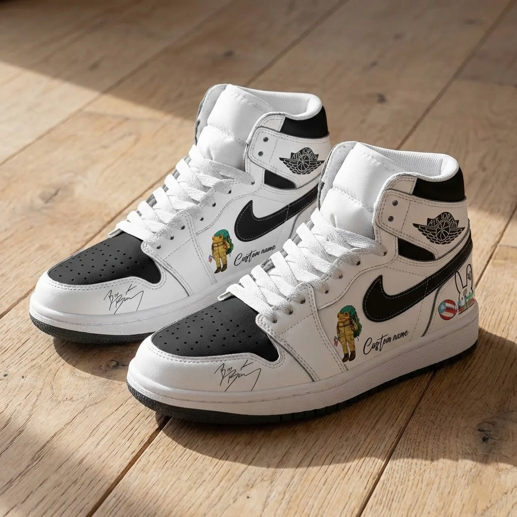 Bad Bunny Super Bowl Halftime Show Puerto Rican Flag Air Jordan 1 Shoes - LeagueLockerGear