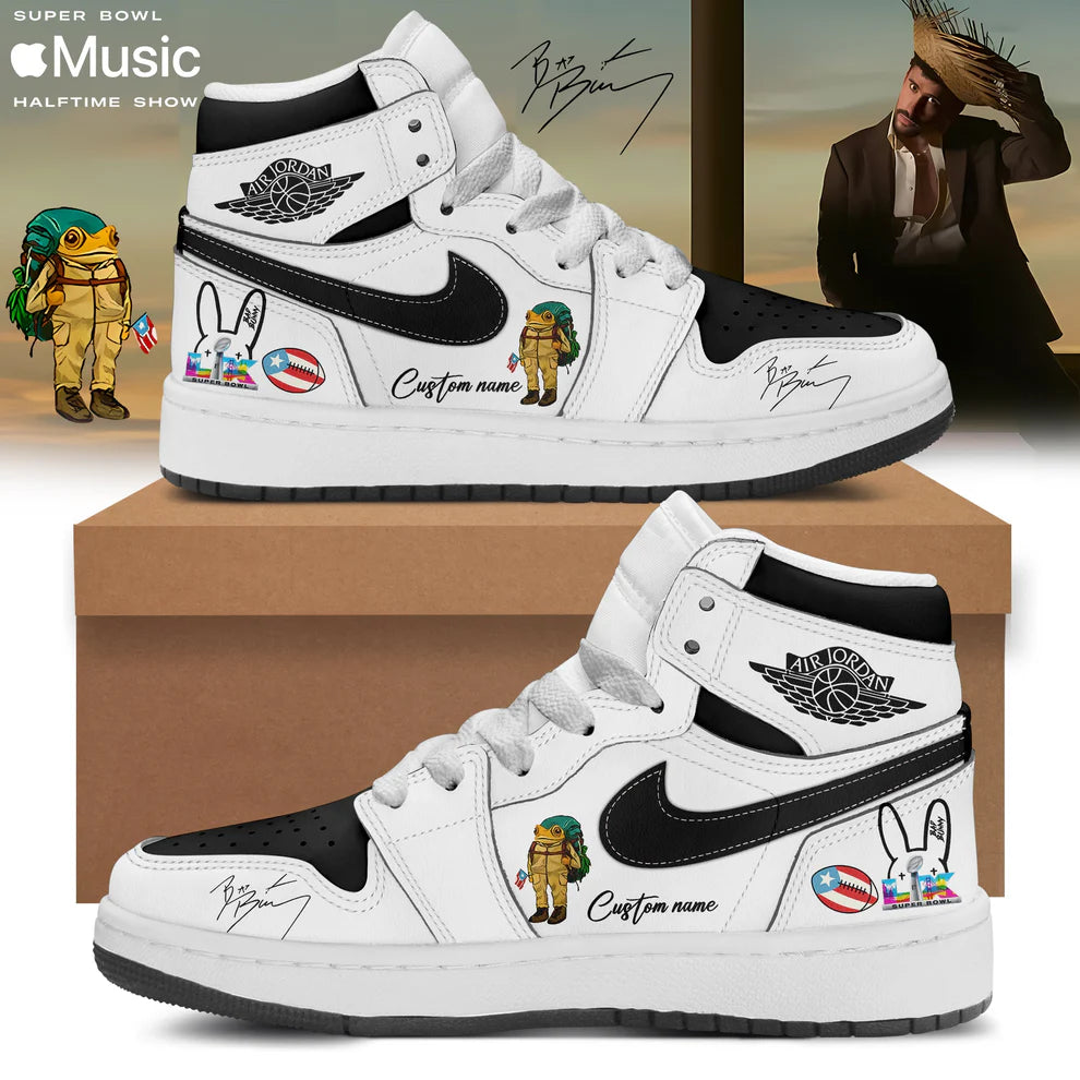 Bad Bunny Super Bowl Halftime Show Puerto Rican Flag Air Jordan 1 Shoes - LeagueLockerGear