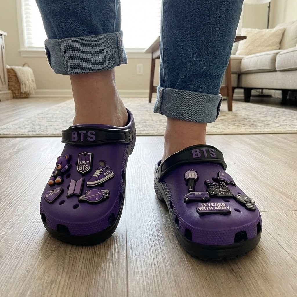 BTS Army Crocs Clogs With Charms - LeagueLockerGear