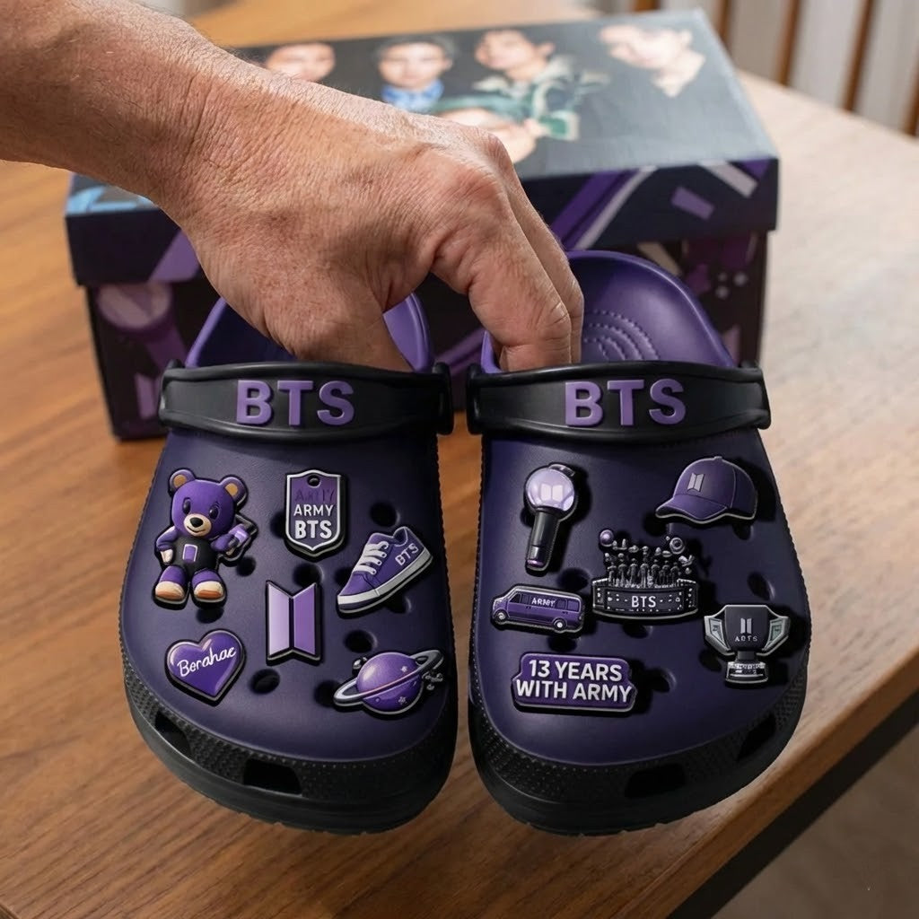 BTS Army Crocs Clogs With Charms - LeagueLockerGear