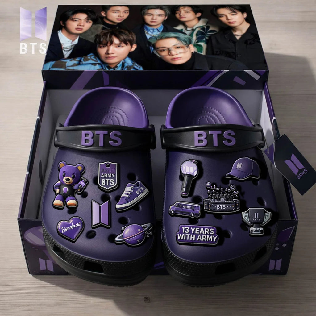 BTS Army Crocs Clogs With Charms - LeagueLockerGear