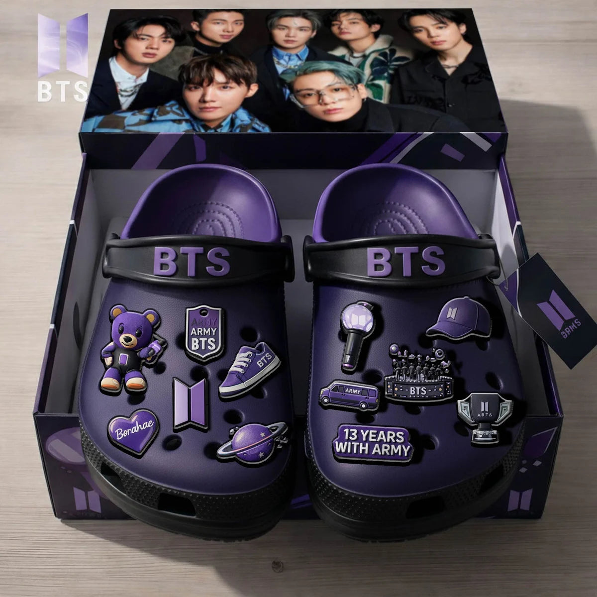 BTS Army Crocs Clogs With Charms - LeagueLockerGear