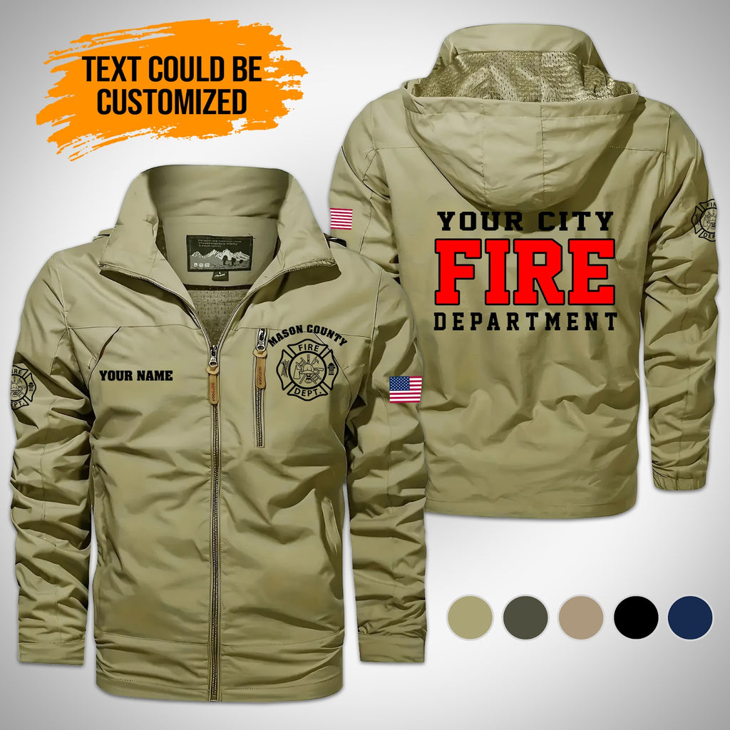 Personalized Name Love Firefighter Men Detachable Hat Waterproof Jacket - LeagueLockerGear