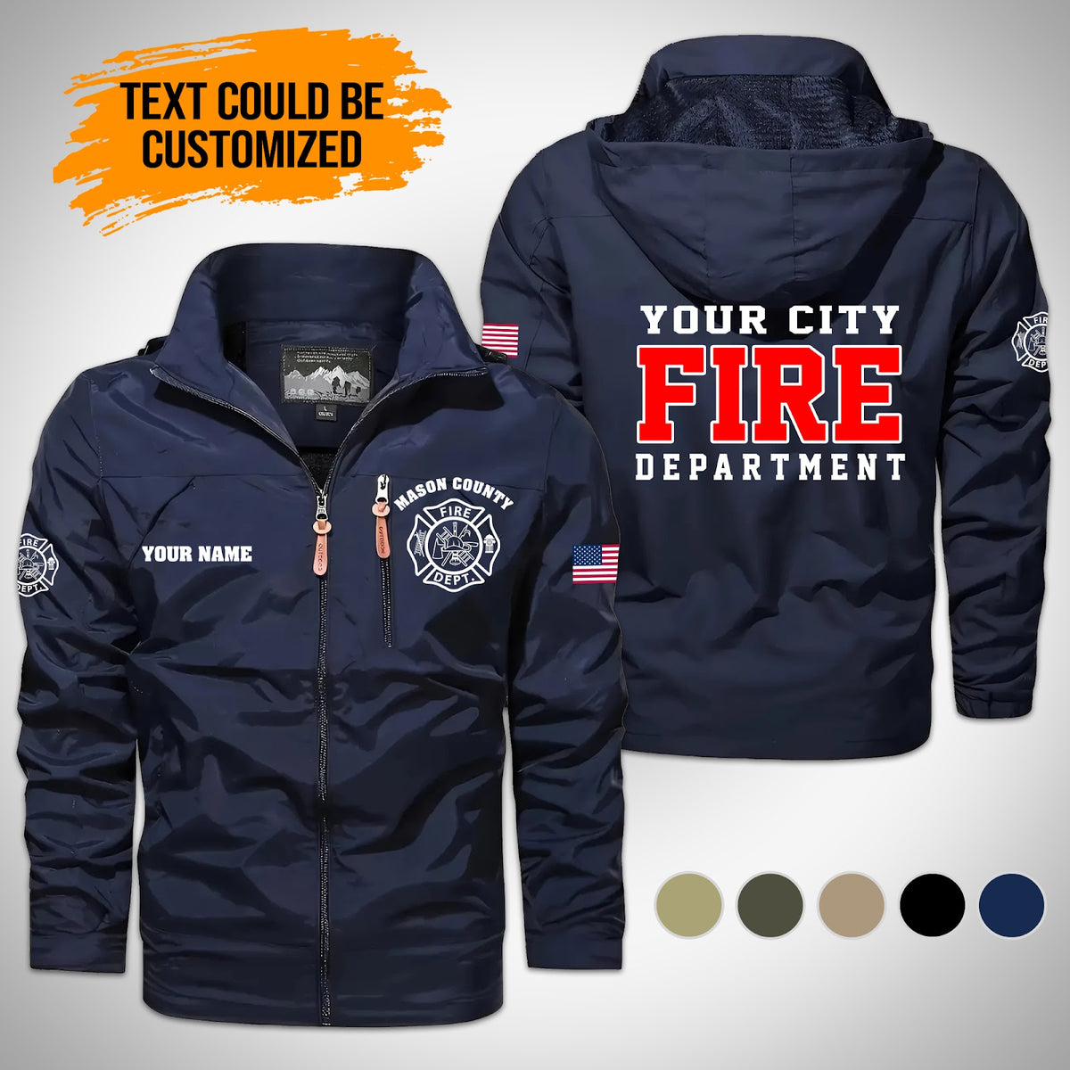 Personalized Name Love Firefighter Men Detachable Hat Waterproof Jacket - LeagueLockerGear