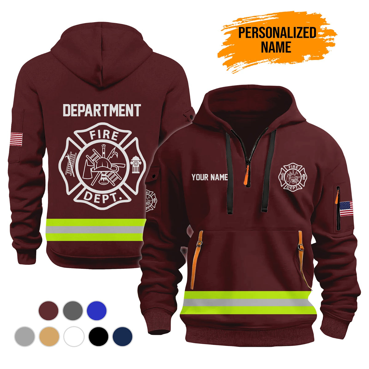 Firefighter Personalized Name Fire Department 3D Hoodie - LeagueLockerGear