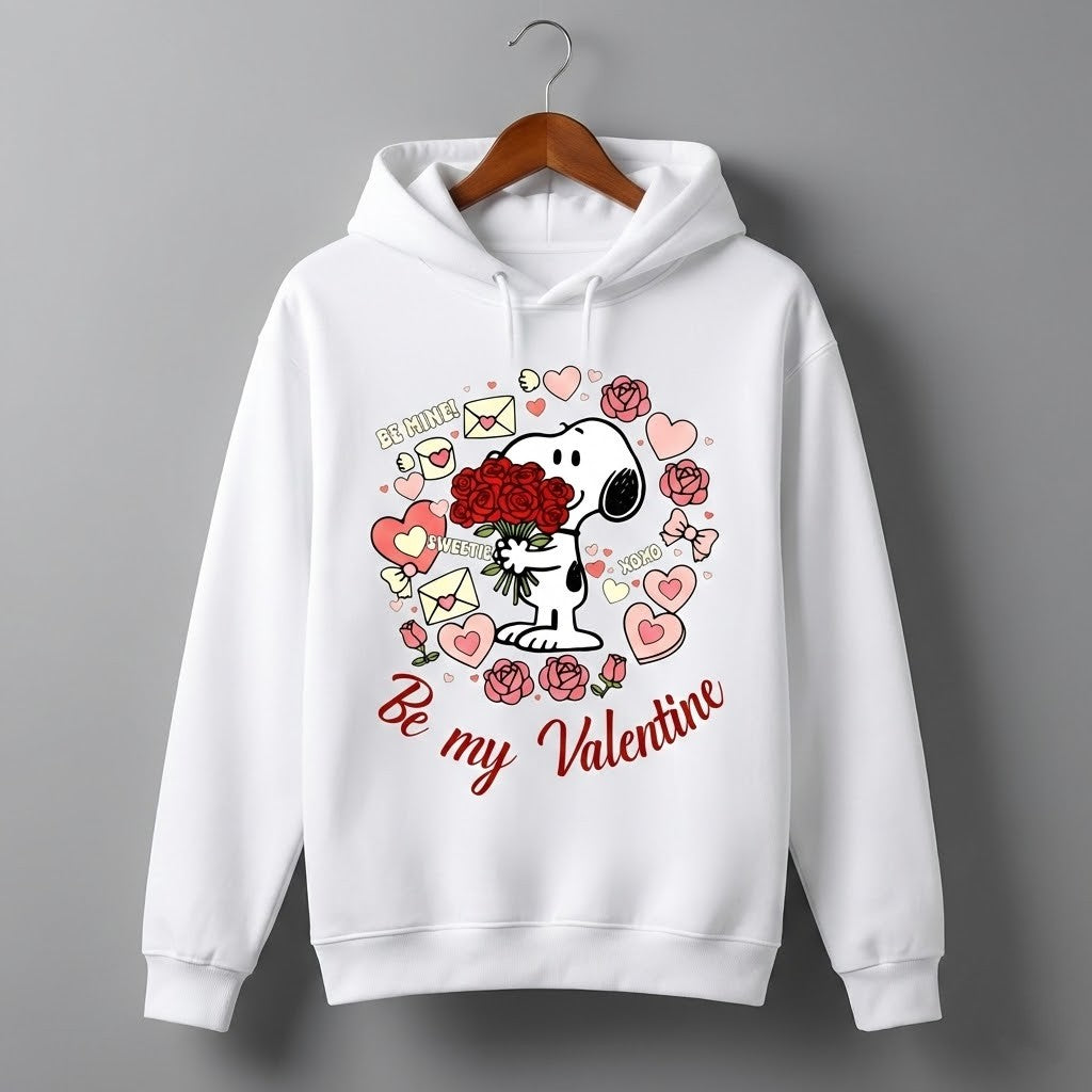 Snoopy Be My Valentine Holding Roses Hoodie - LeagueLockerGear