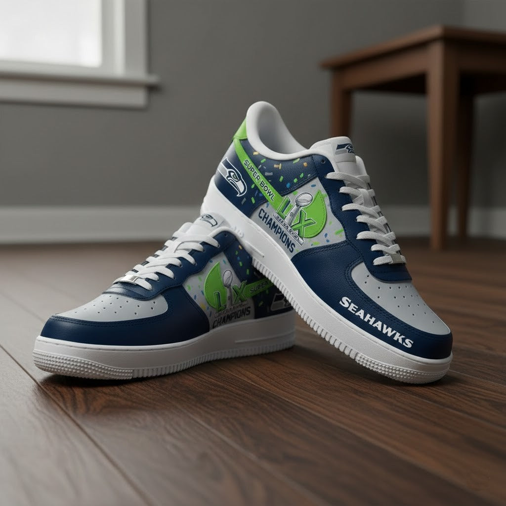 Seattle Seahawks Super Bowl LX Champions 2026 Air Force 1 Shoes - LeagueLockerGear