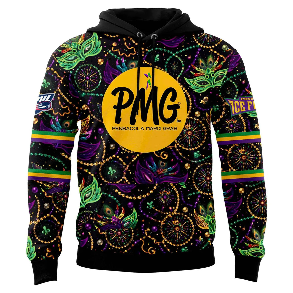 Pensacola Ice Flyers Mardi Gras Night 3D Hoodie - LeagueLockerGear