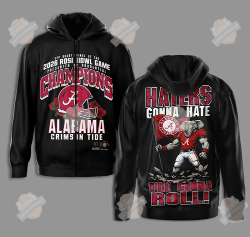 Alabama Crimson Tide 2026 Rose Bowl Game Champions Zip Hoodie - LeagueLockerGear
