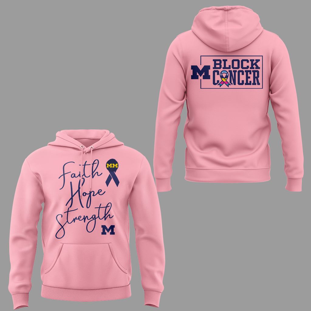 Michigan Wolverines Block M Cancer Hoodie - LeagueLockerGear