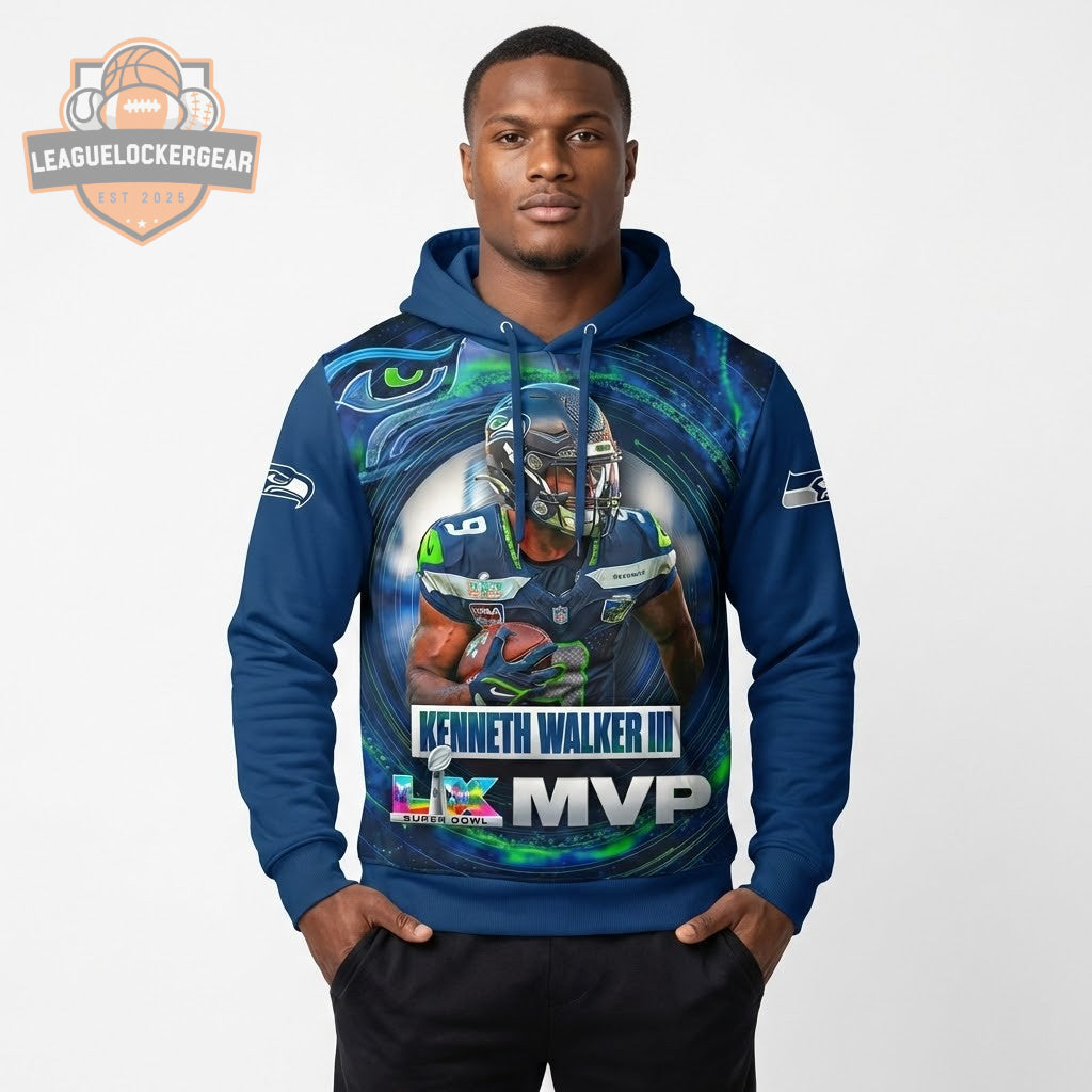 Seattle Seahawks Kenneth Walker III Super Bowl LX MVP Hoodie - LeagueLockerGear