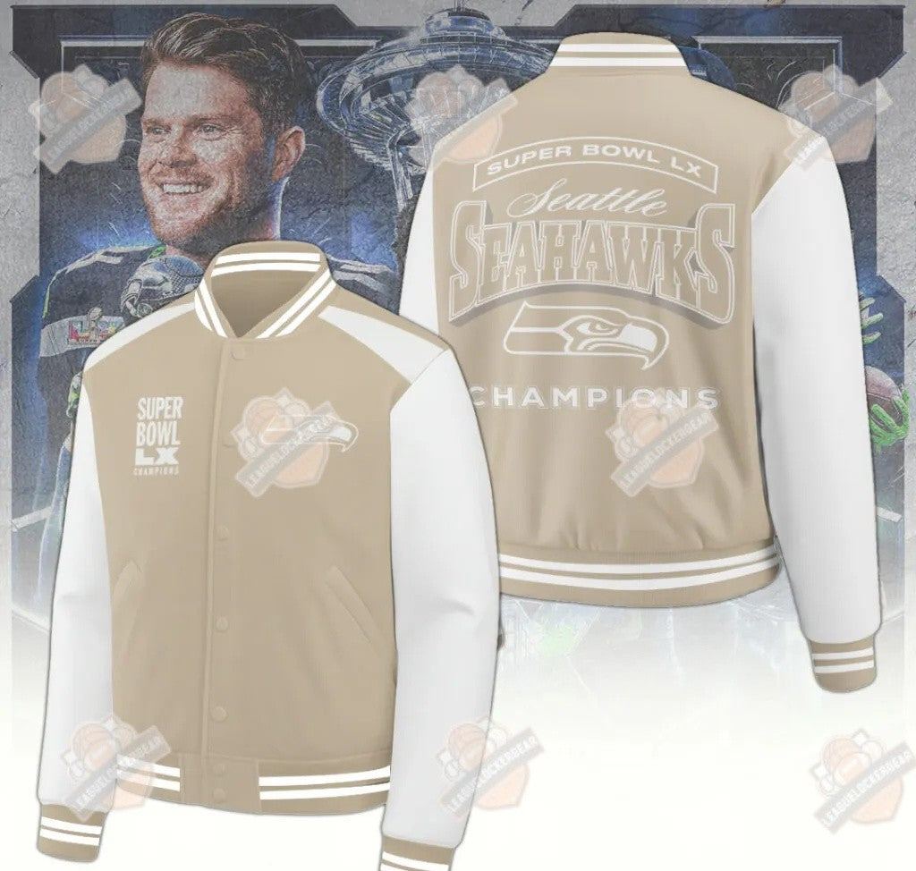 Seattle Seahawks Super Bowl LX Champions Varsity Jacket - LeagueLockerGear