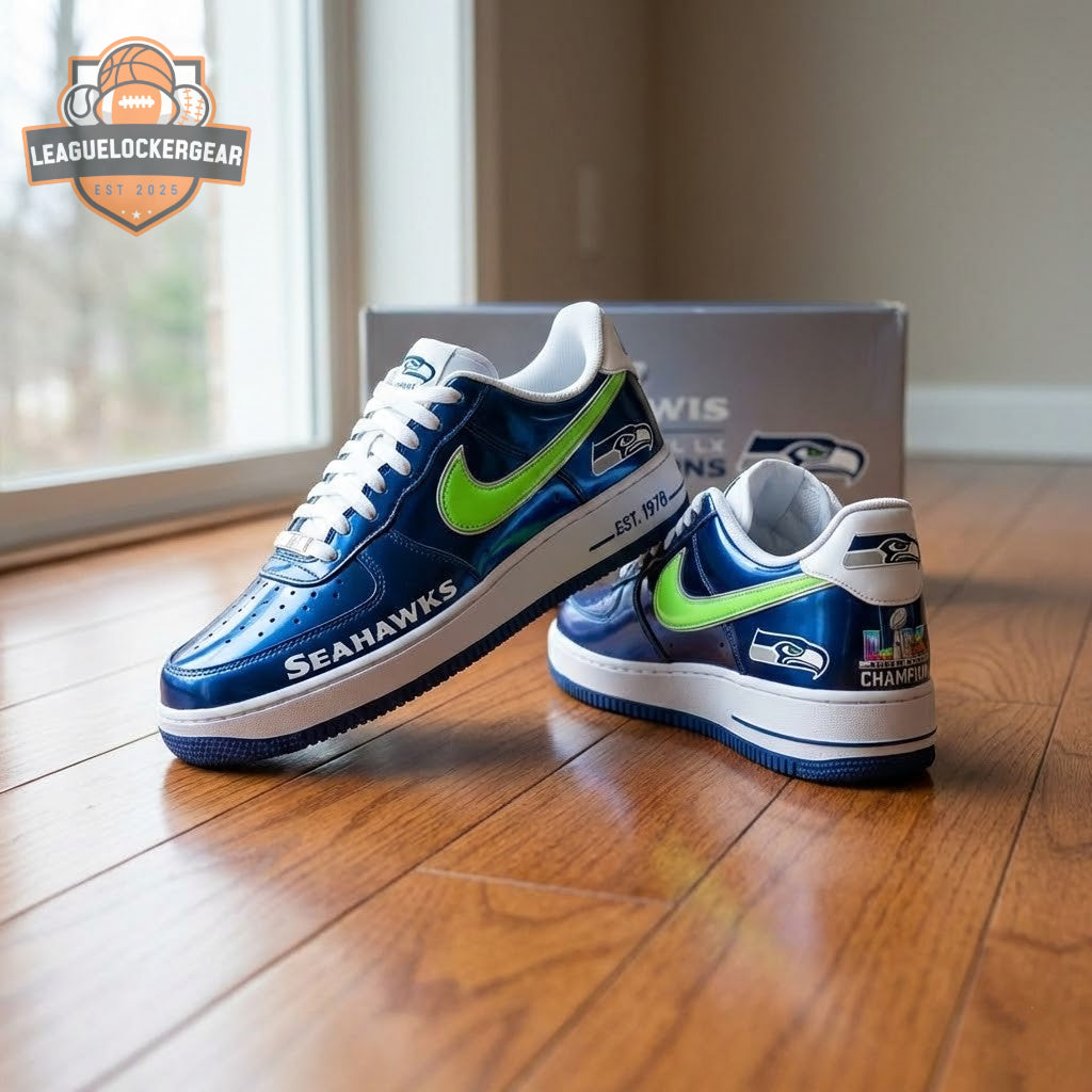 Seattle Seahawks Super Bowl LX Champions Air Force 1 Shoes - LeagueLockerGear