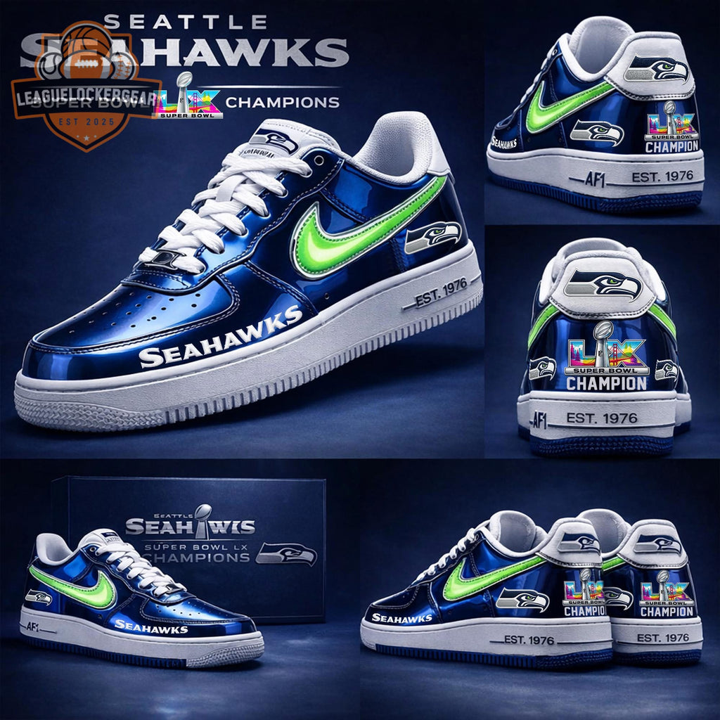 Seattle Seahawks Super Bowl LX Champions Air Force 1 Shoes - LeagueLockerGear