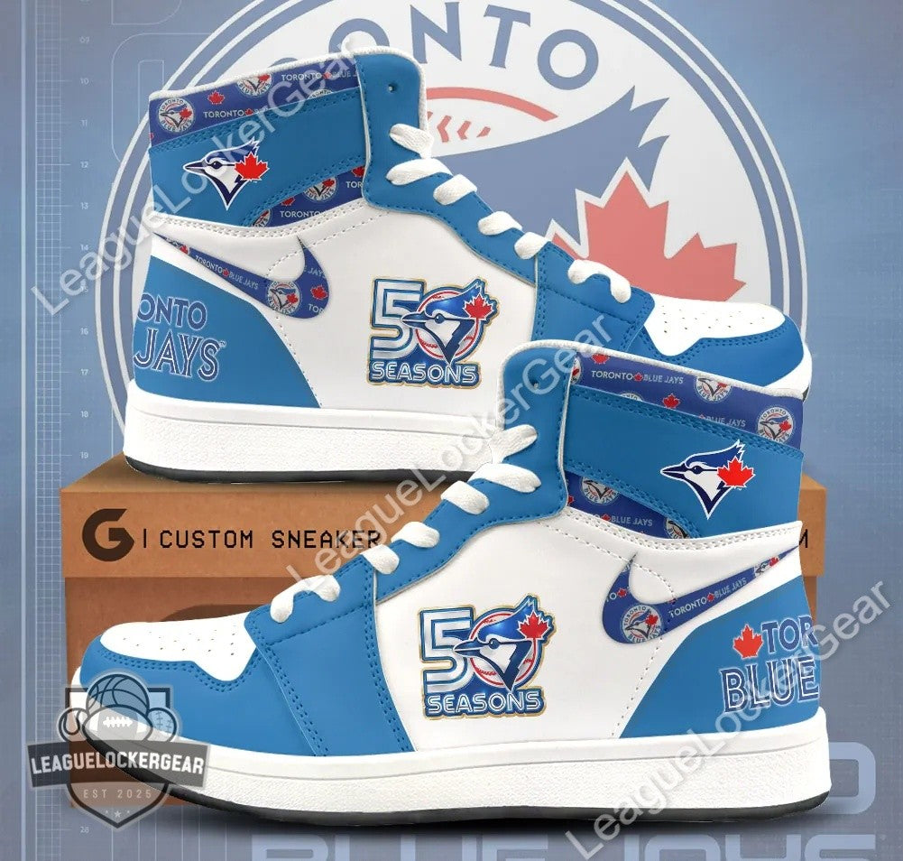Toronto Blue Jays 50 Seasons Custom AF1 Sneakers - LeagueLockerGear
