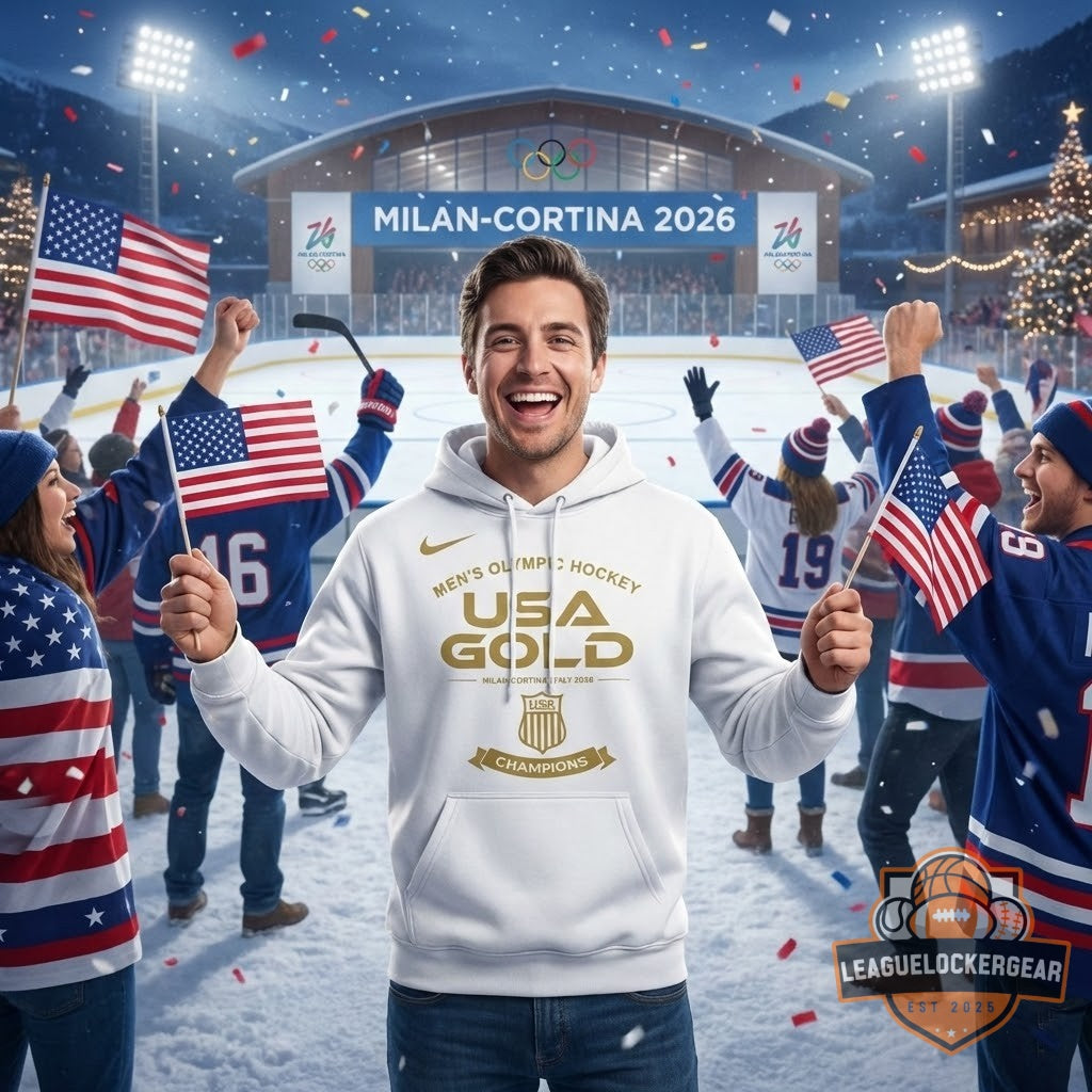 USA Men's Olympic Hockey 2026 Milan-Cortina 3X Gold Medal Champs Hoodie - LeagueLockerGear