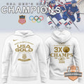 USA Men's Olympic Hockey 2026 Milan-Cortina 3X Gold Medal Champs Hoodie - LeagueLockerGear