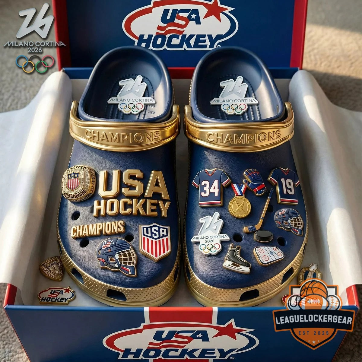 USA Hockey Milano Cortina 2026 Champions Clogs - LeagueLockerGear