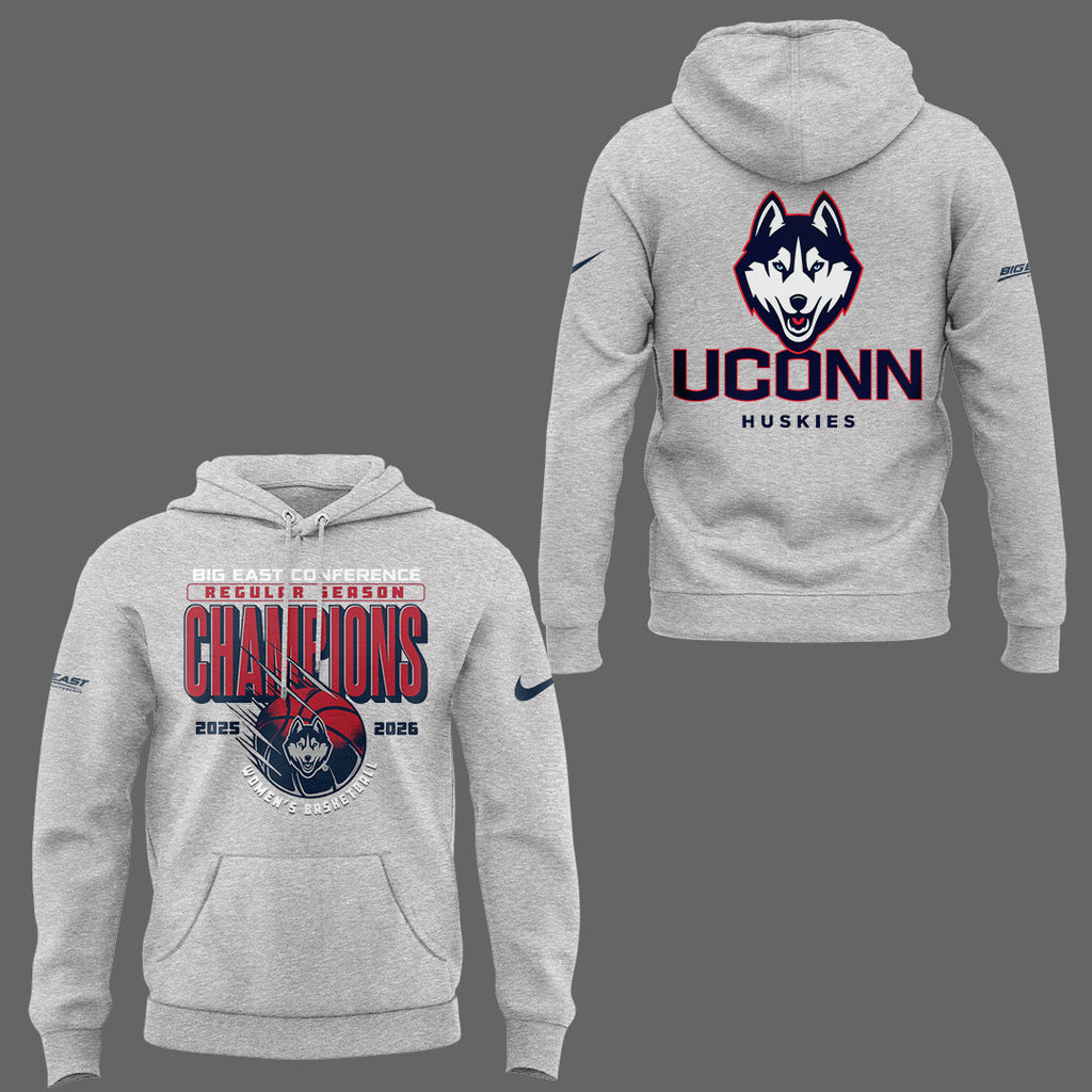 UConn Huskies Women's Basketball Big East Conference Regular Season Champions 2025-26 Hoodie - LeagueLockerGear