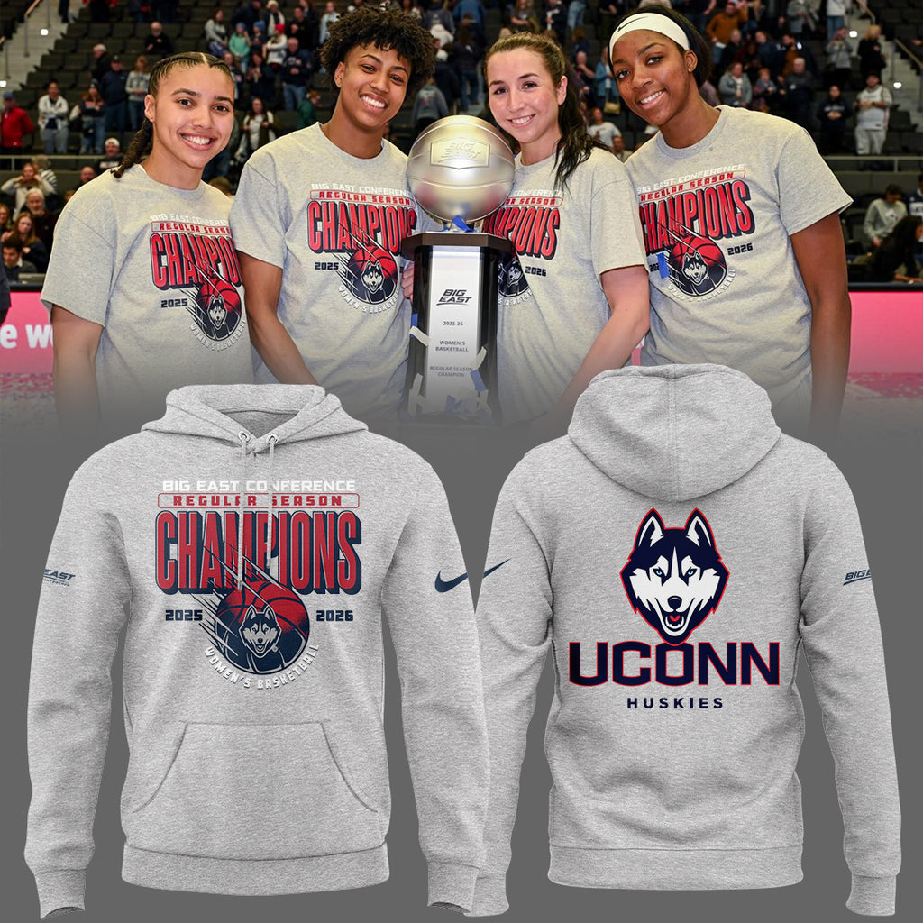 UConn Huskies Women's Basketball Big East Conference Regular Season Champions 2025-26 Hoodie - LeagueLockerGear