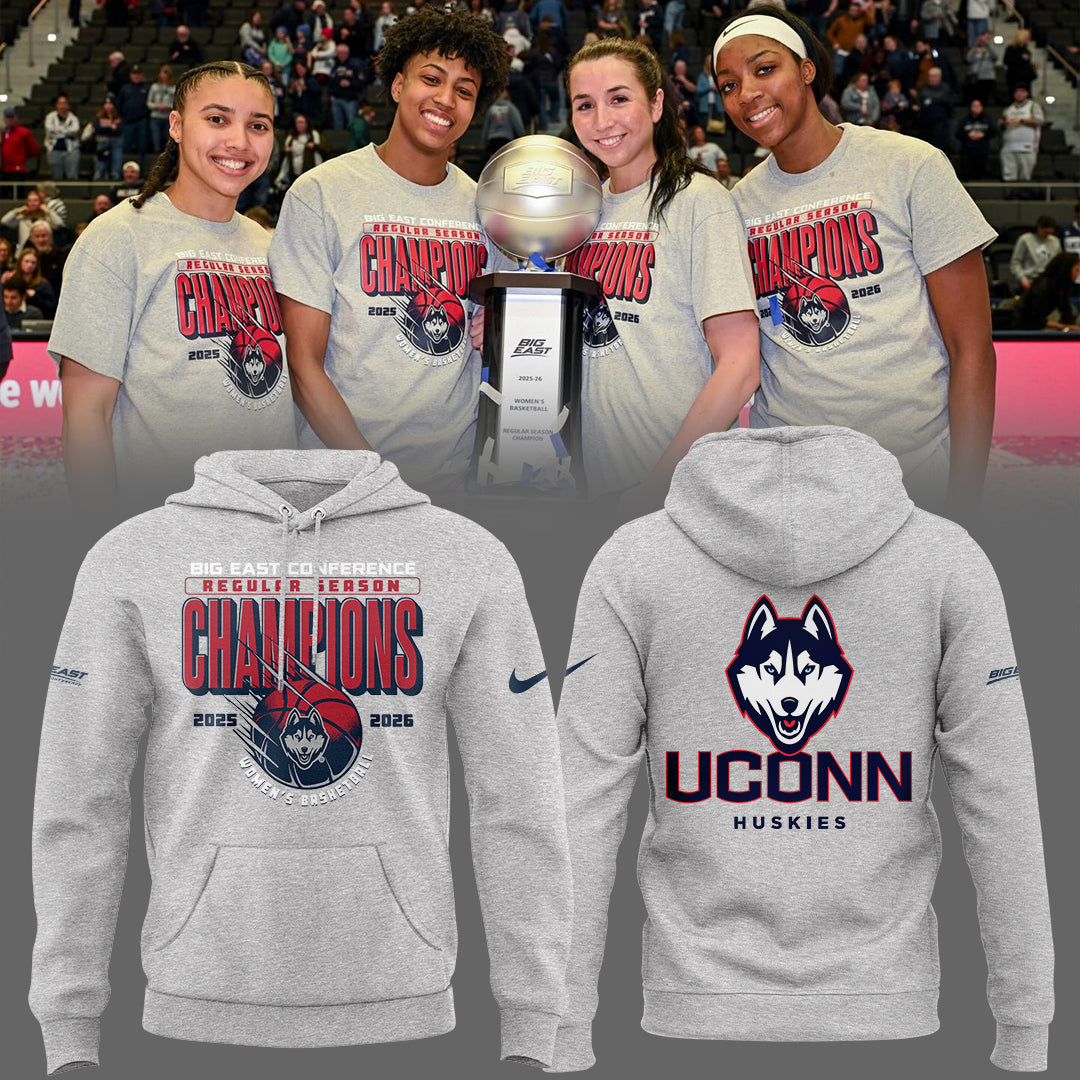 UConn Huskies Women's Basketball Big East Conference Regular Season Champions 2025-26 Hoodie - LeagueLockerGear