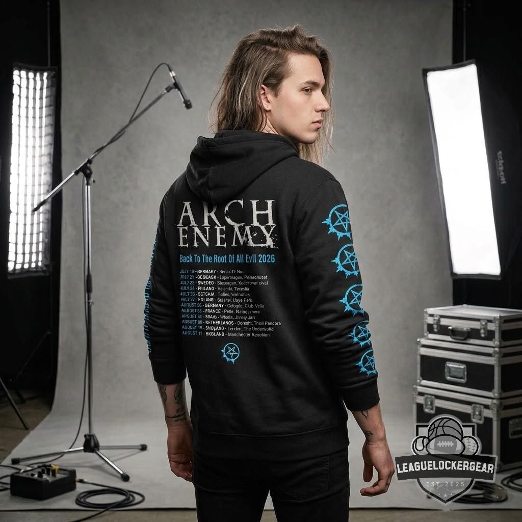 Arch Enemy Back To The Root Of All Evil 2026 Tour 3D Zip-Up Hoodie - LeagueLockerGear