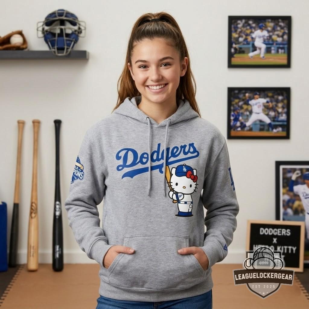 Los Angeles Dodgers Hello Kitty Night Hoodie - LeagueLockerGear