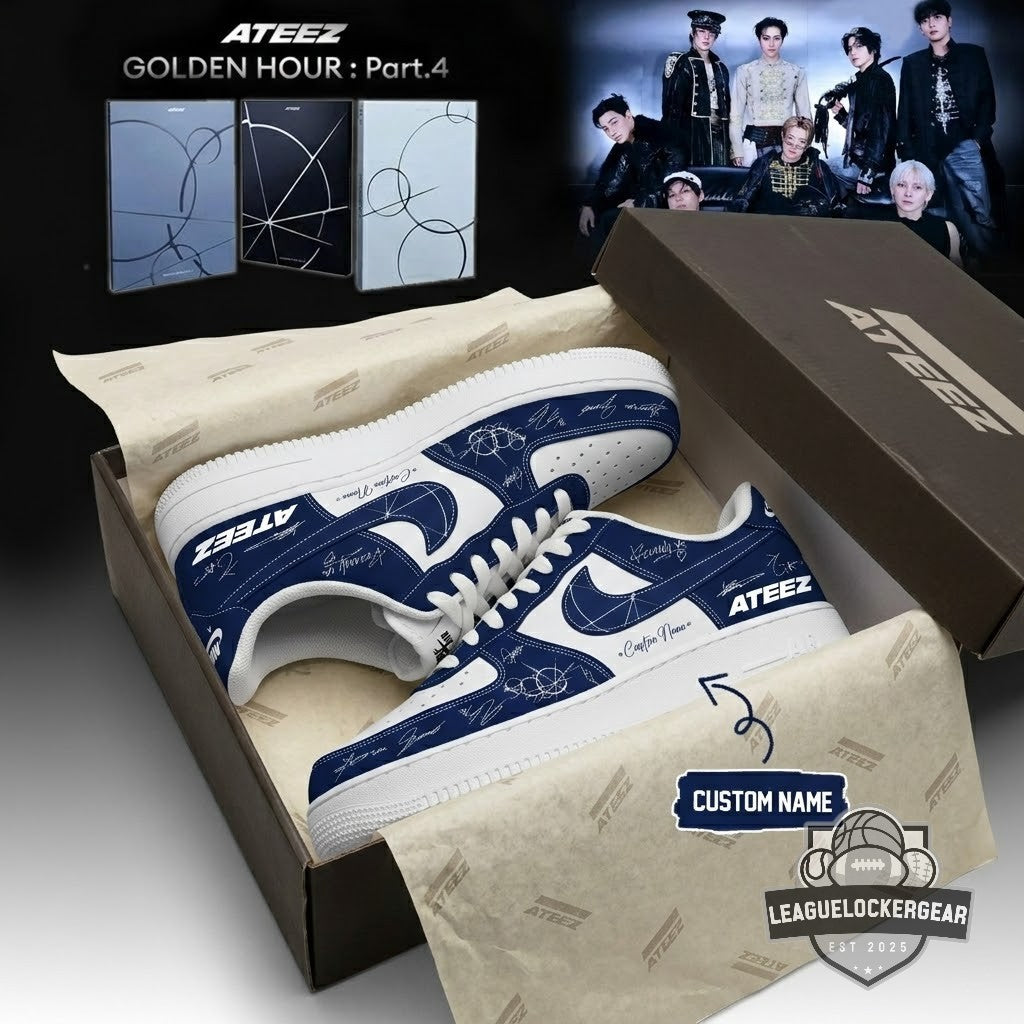 ATEEZ GOLDEN HOUR Part.4 Signatures Custom Air Force 1 Shoes - LeagueLockerGear