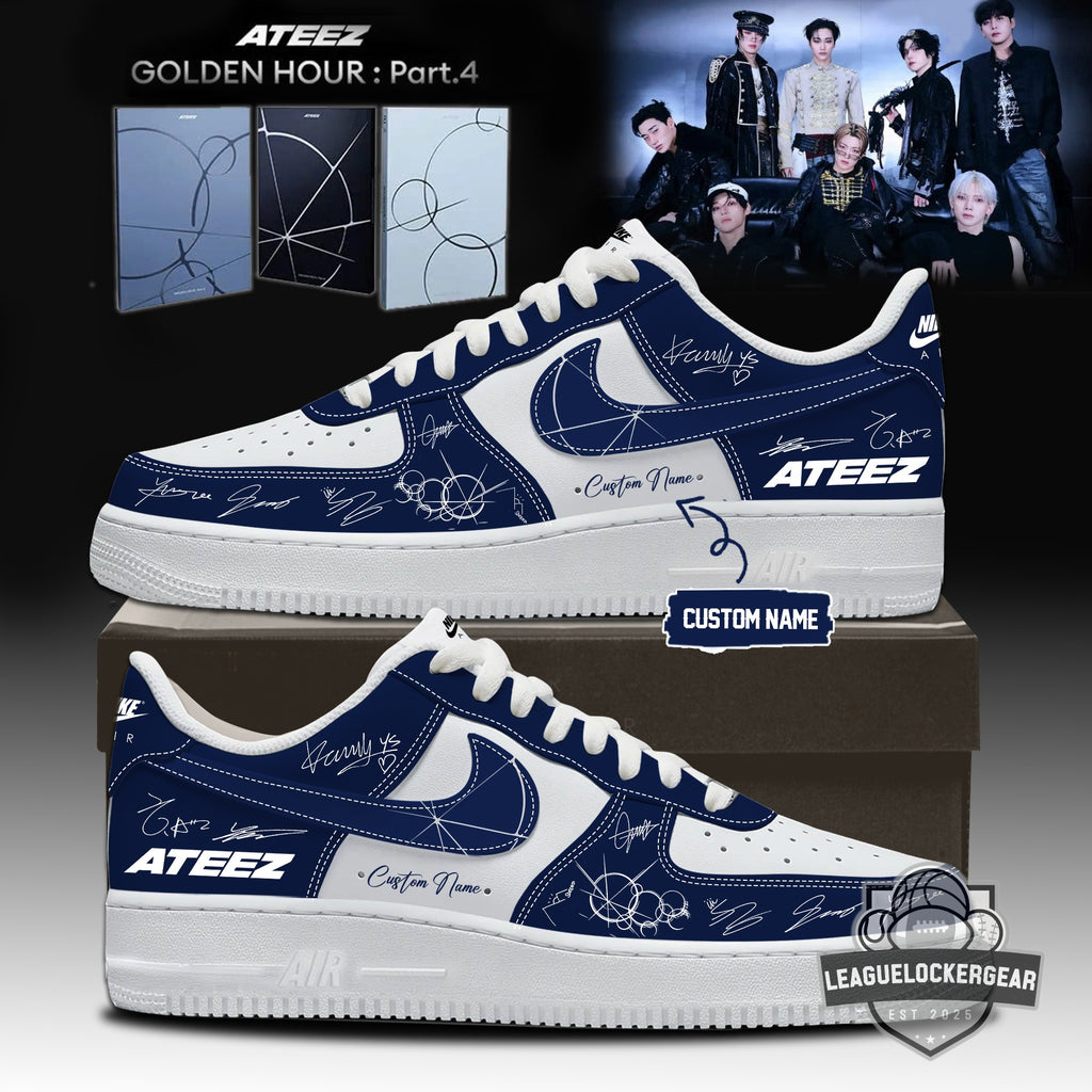 ATEEZ GOLDEN HOUR Part.4 Signatures Custom Air Force 1 Shoes - LeagueLockerGear