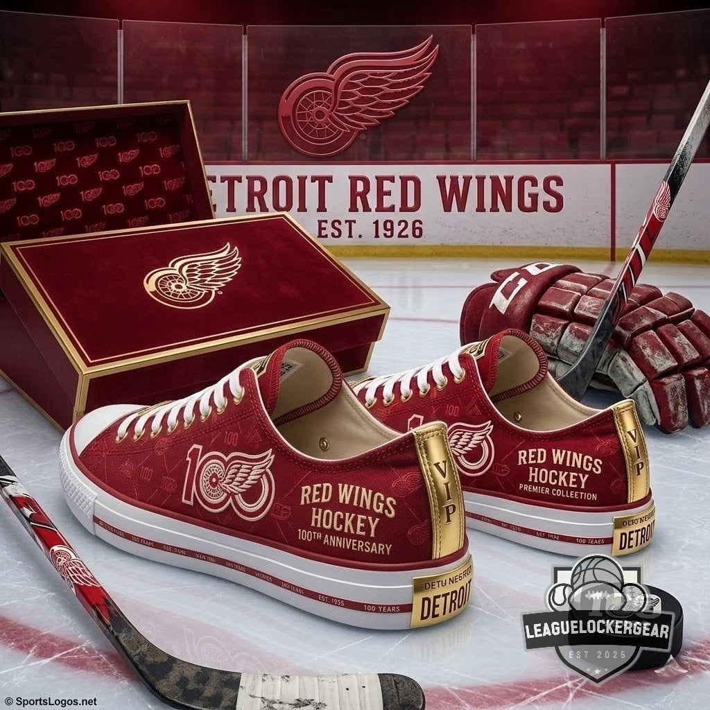 Detroit Red Wings 100th Anniversary 1926-2026 Sneakers - LeagueLockerGear