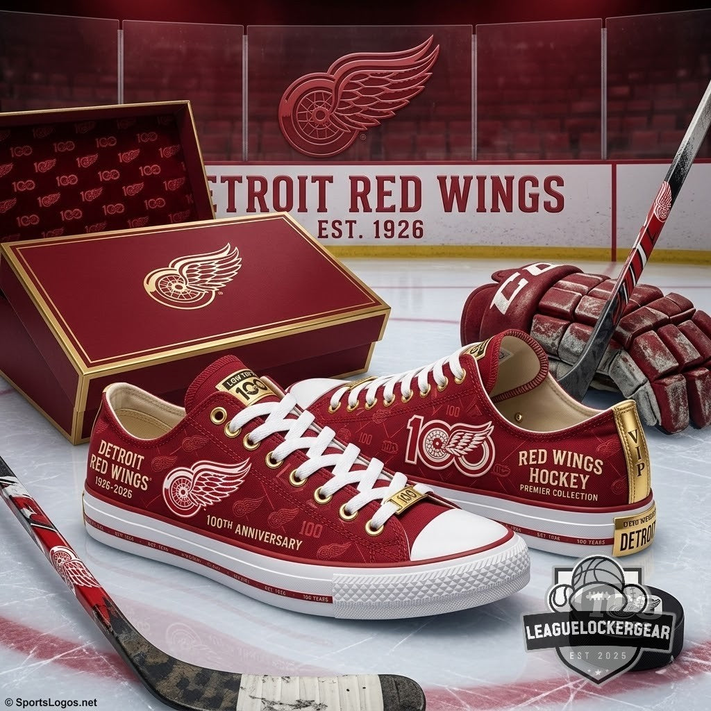Detroit Red Wings 100th Anniversary 1926-2026 Sneakers - LeagueLockerGear