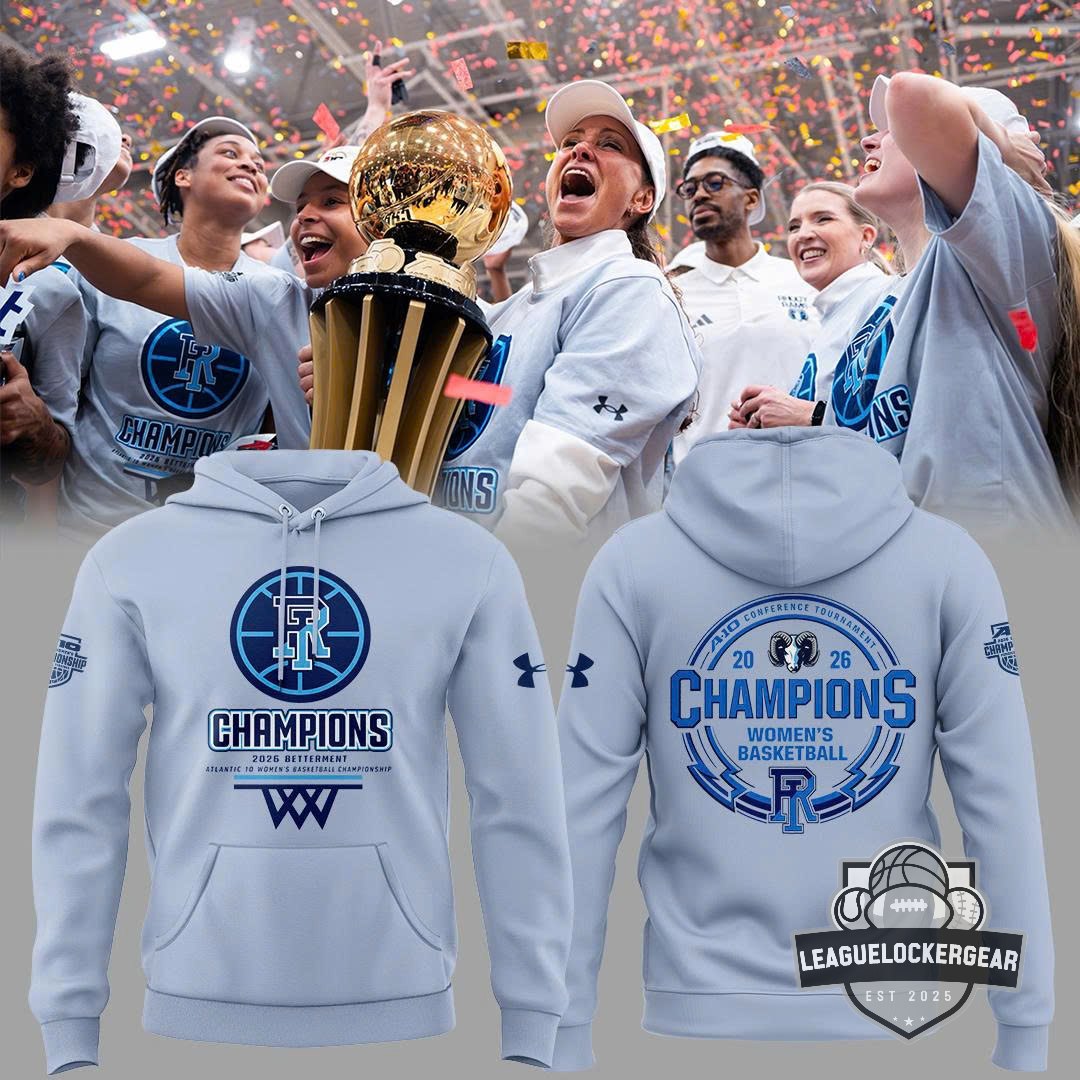 Rhode Island Rams 2026 Atlantic 10 Women's Basketball Champions Hoodie - LeagueLockerGear