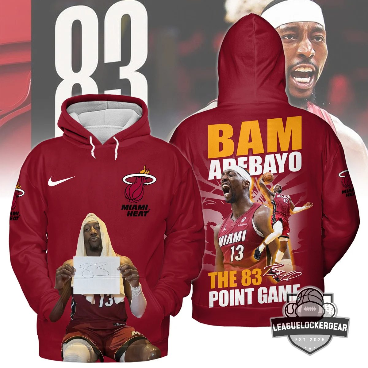 Bam Adebayo Miami Heat The 83 Point Game 3D Hoodie - LeagueLockerGear