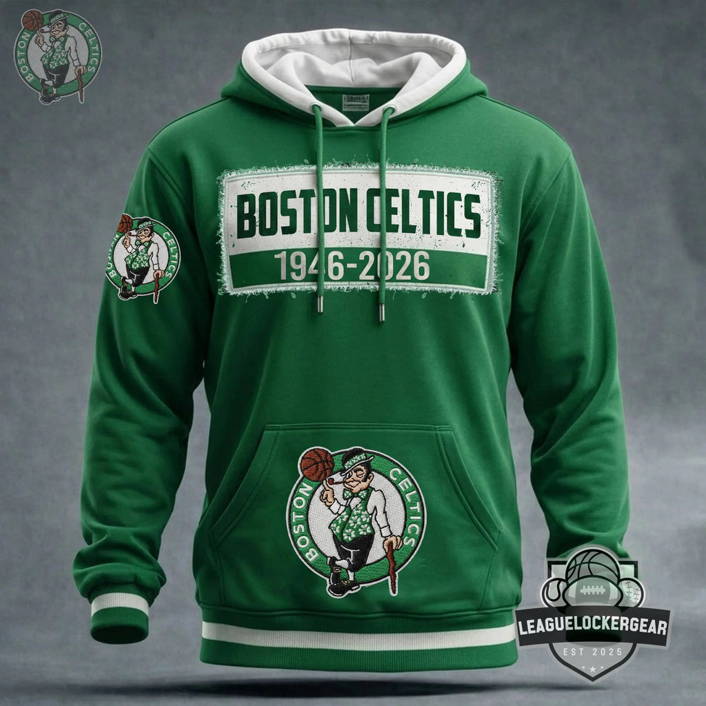 Boston Celtics 80th Anniversary 1946-2026 Hoodie - LeagueLockerGear