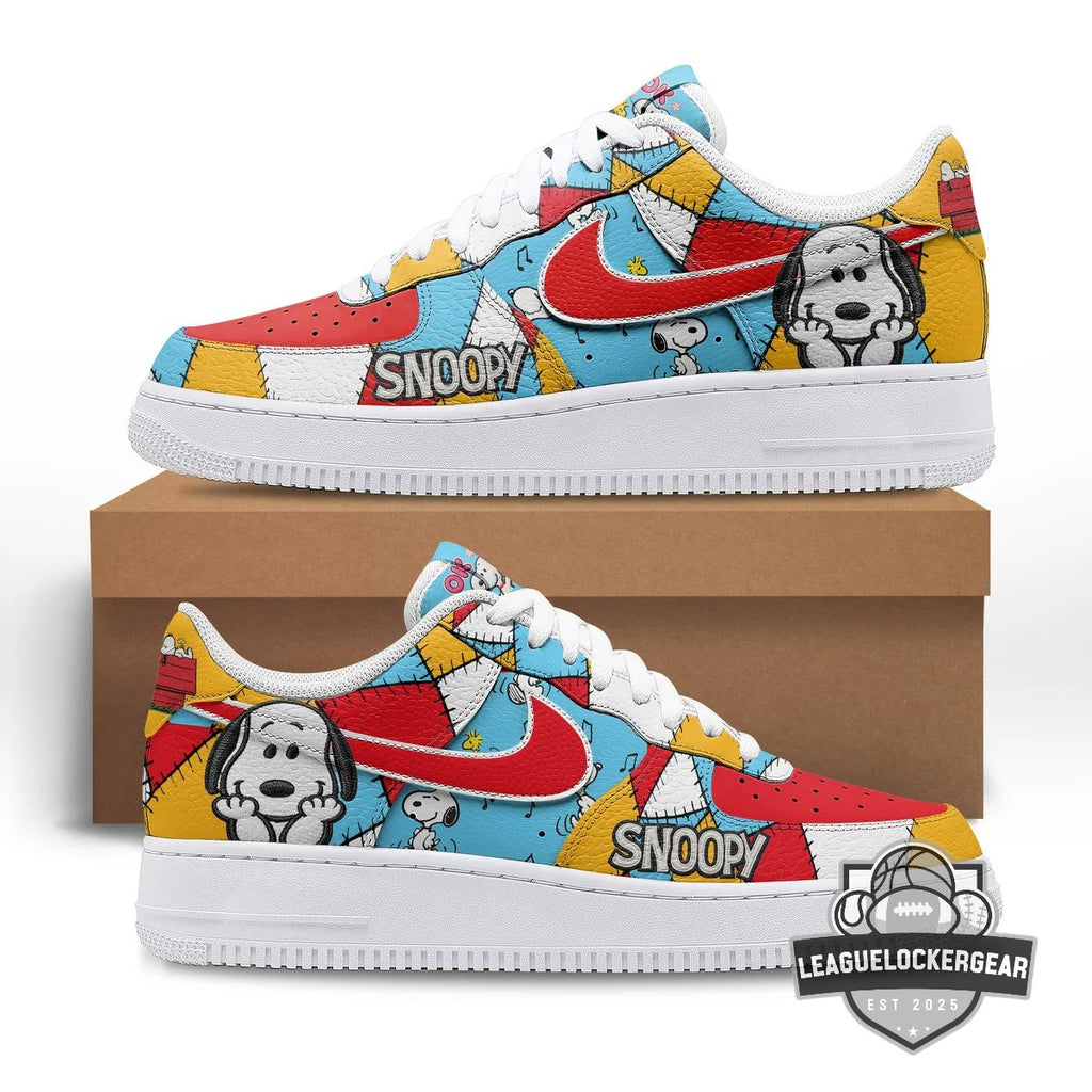 Snoopy Cartoon Patchwork Nike Air Force 1 - LeagueLockerGear