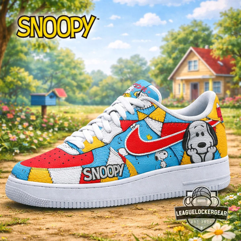 Snoopy Cartoon Patchwork Nike Air Force 1 - LeagueLockerGear