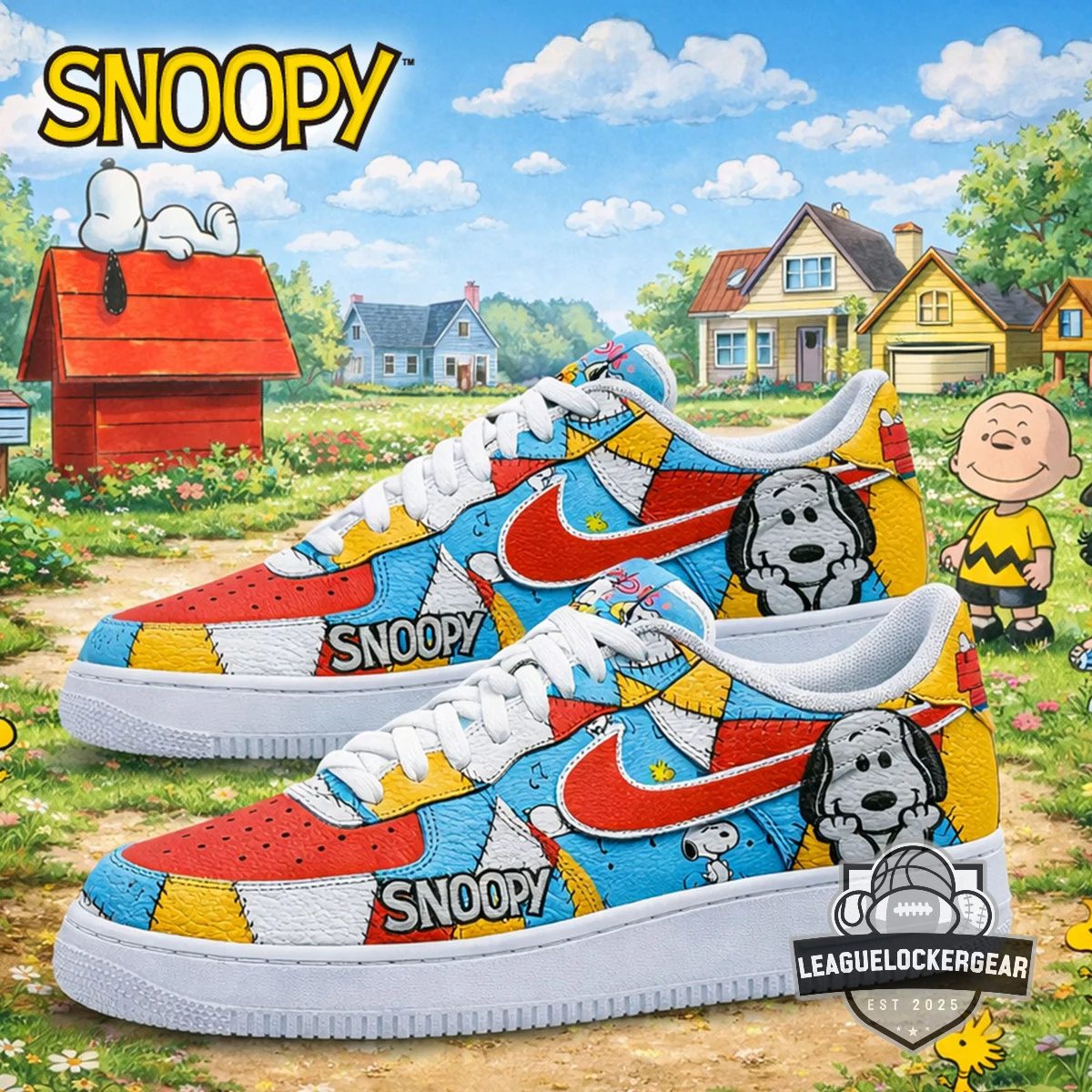 Snoopy Cartoon Patchwork Nike Air Force 1 - LeagueLockerGear