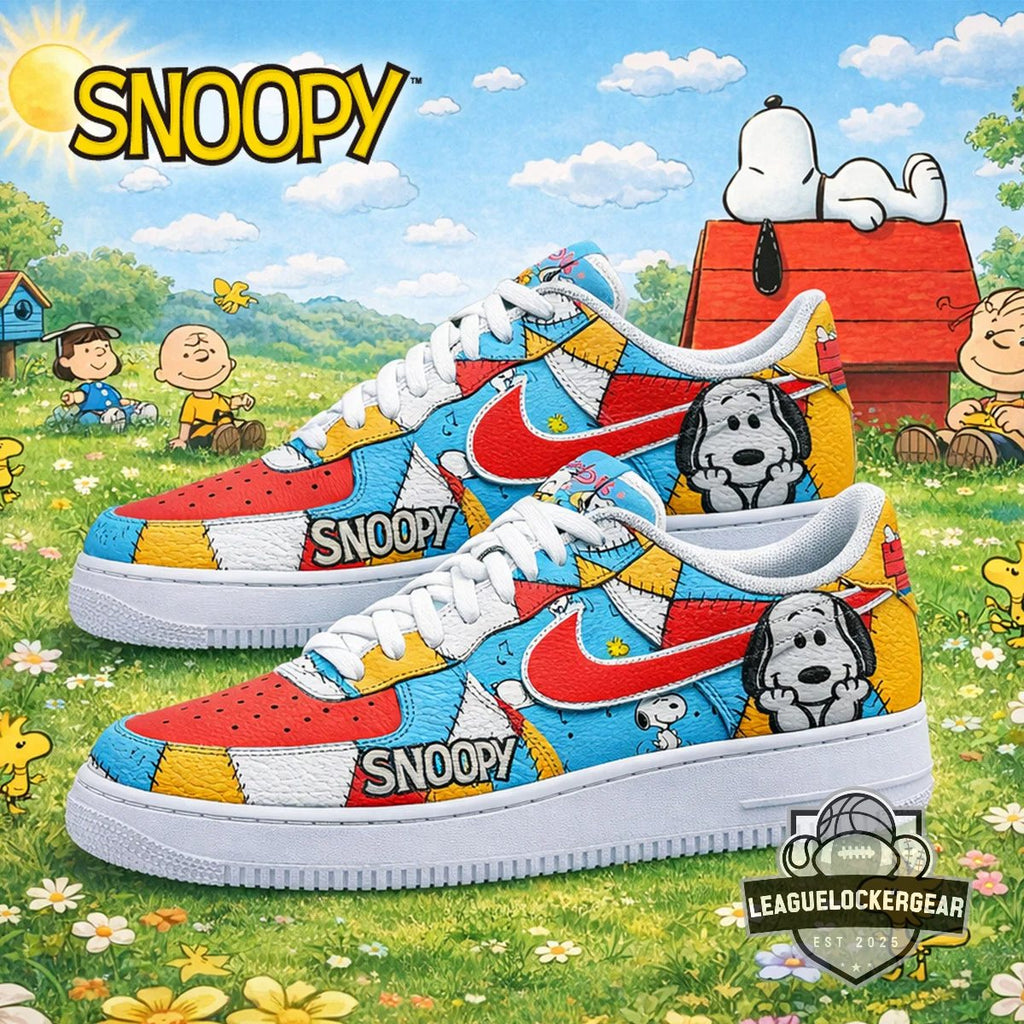 Snoopy Cartoon Patchwork Nike Air Force 1 - LeagueLockerGear