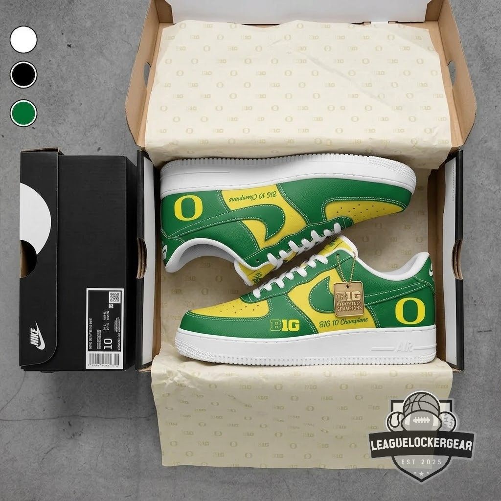 Oregon Ducks Big Ten Conference Nike Air Force 1 Shoes - LeagueLockerGear