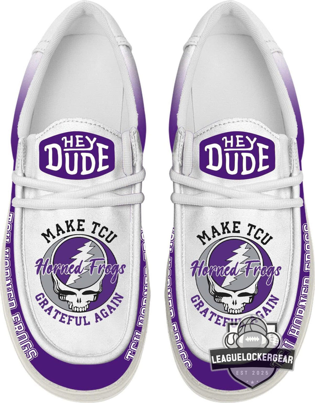 TCU Horned Frogs Grateful Dead Make TCU Grateful Again Hey Dude Shoes - LeagueLockerGear