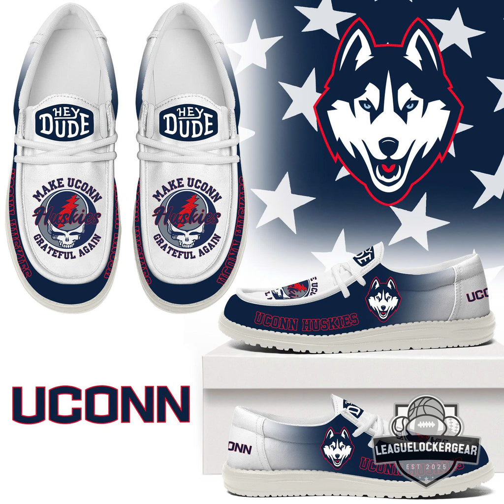 UConn Huskies Grateful Dead Make Grateful Again Hey Dude Shoes - LeagueLockerGear