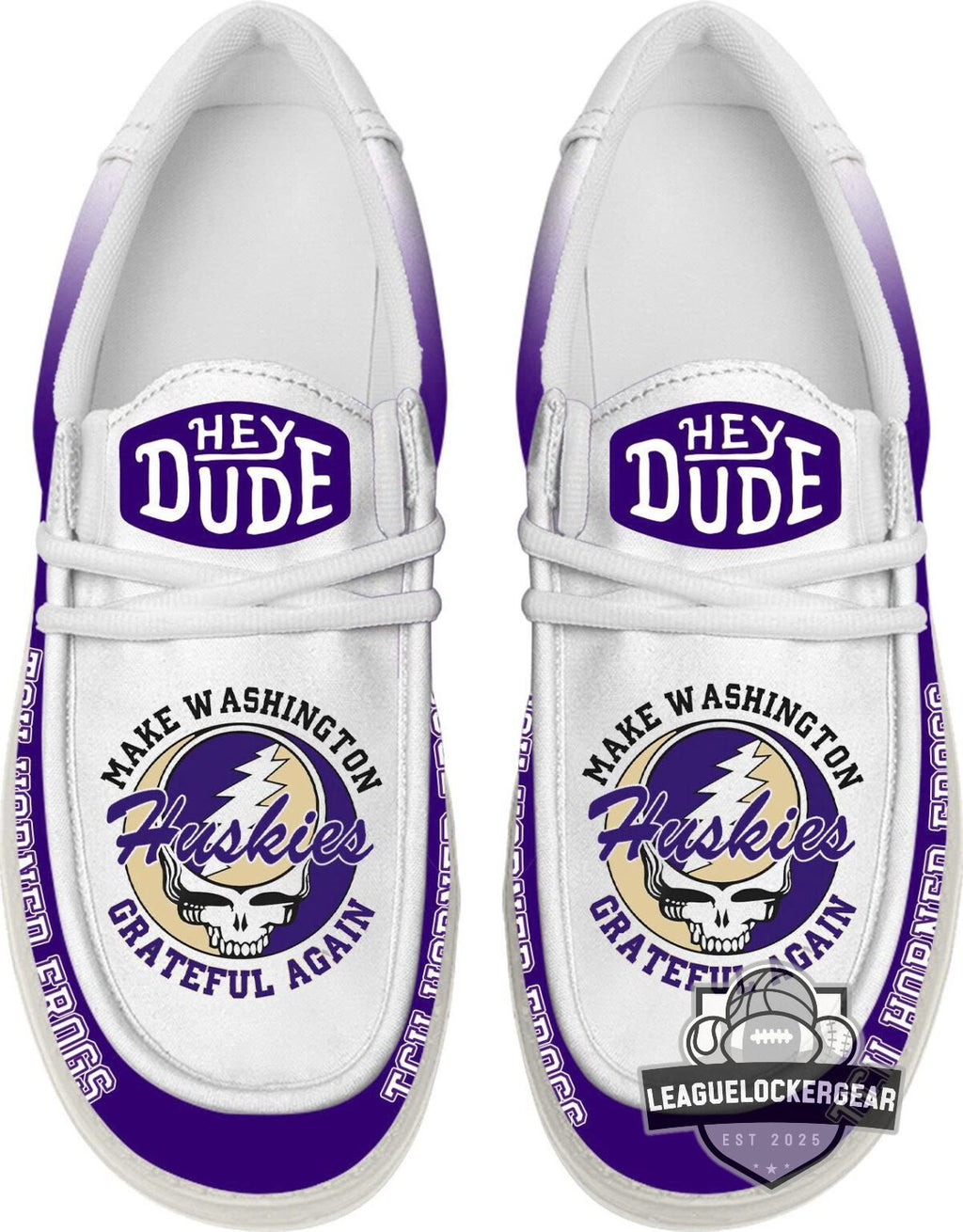 Washington Huskies Grateful Dead Steal Your Face Hey Dude Shoes - LeagueLockerGear
