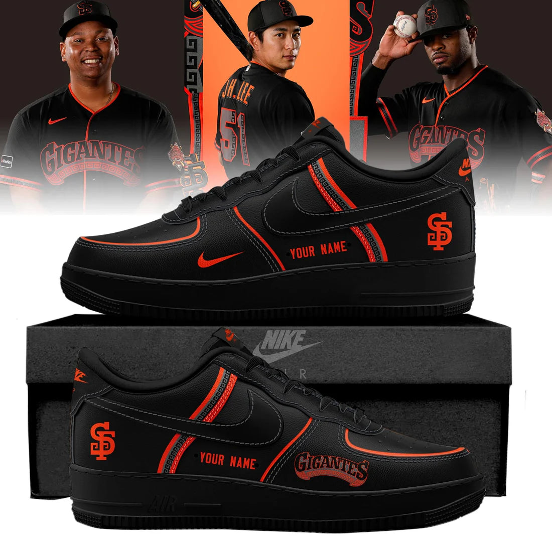 San Francisco Giants Gigantes Personalized Custom Name Nike Air Force 1 - LeagueLockerGear