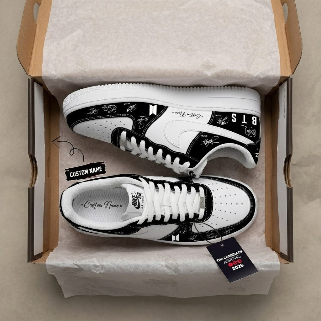 BTS The Comeback Arirang 2026 Signatures Custom Air Force 1 Shoes - LeagueLockerGear