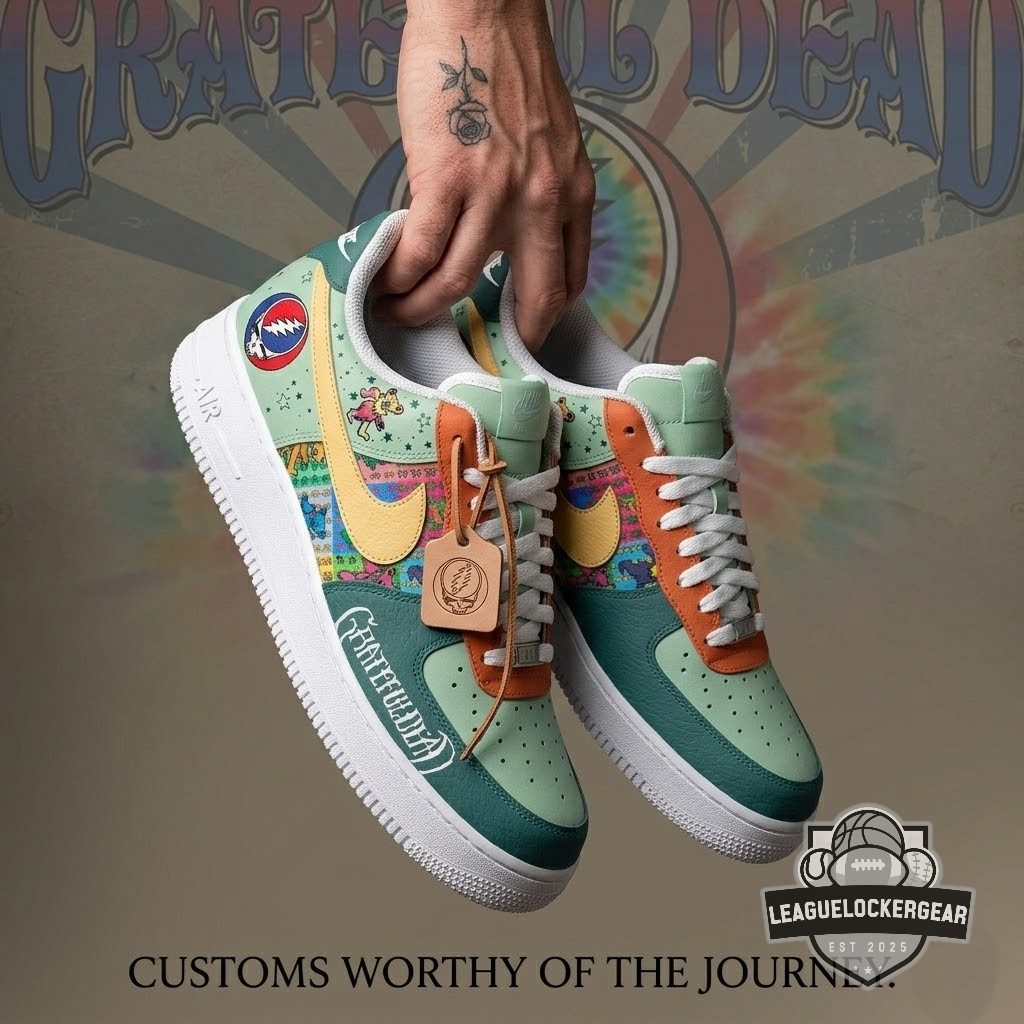 Grateful Dead Dancing Bears Steal Your Face Custom Air Force Shoes - LeagueLockerGear