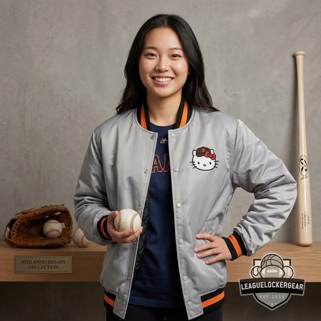 San Francisco Giants Hello Kitty 50th Anniversary Bomber Jacket - LeagueLockerGear
