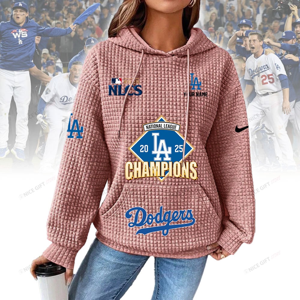 Personalized Los Angeles Dodgers Women's Thick Waffle Knit Hoodie | Buy for only at THK BUY